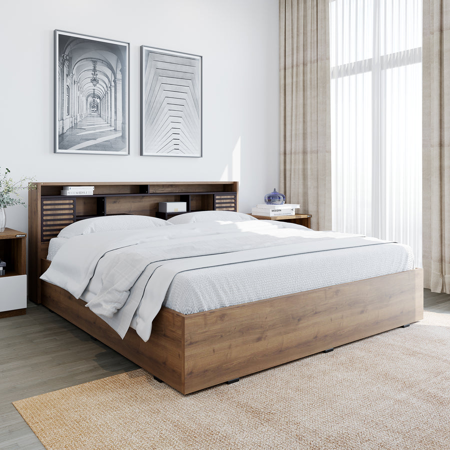 Nilkamal Czar 2 King Bed Box Storage (Wenge/Knotwood)