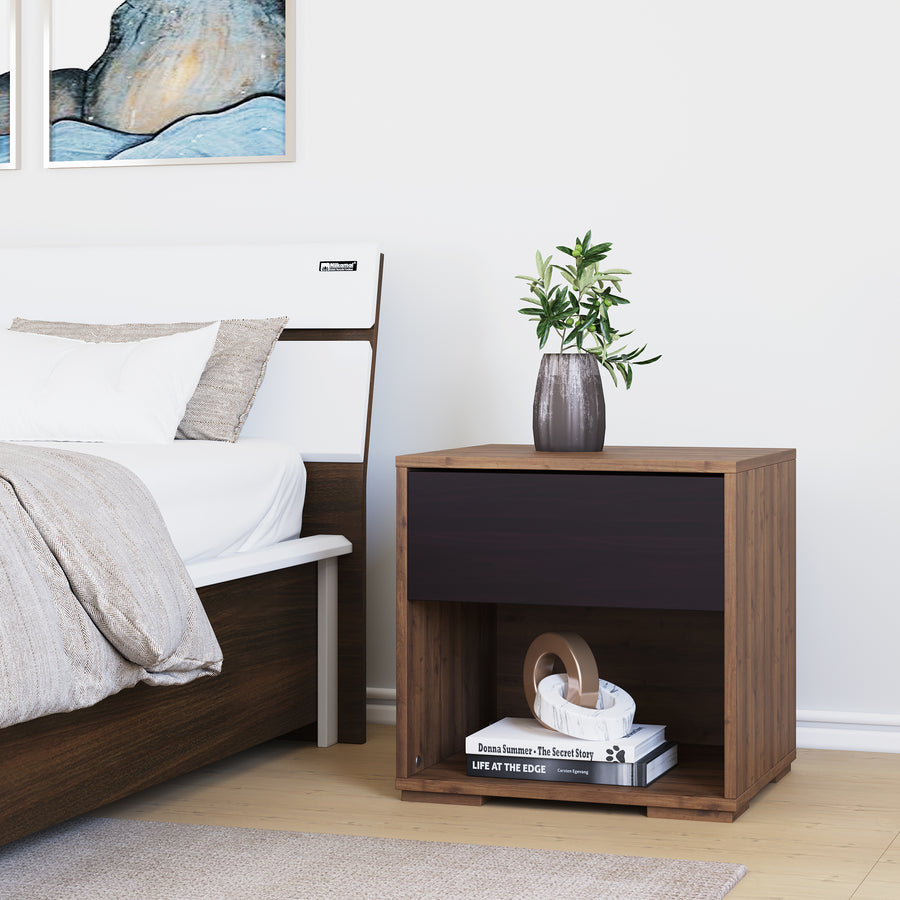 Nilkamal Czar Bedside Table (Wenge/Knotwood)