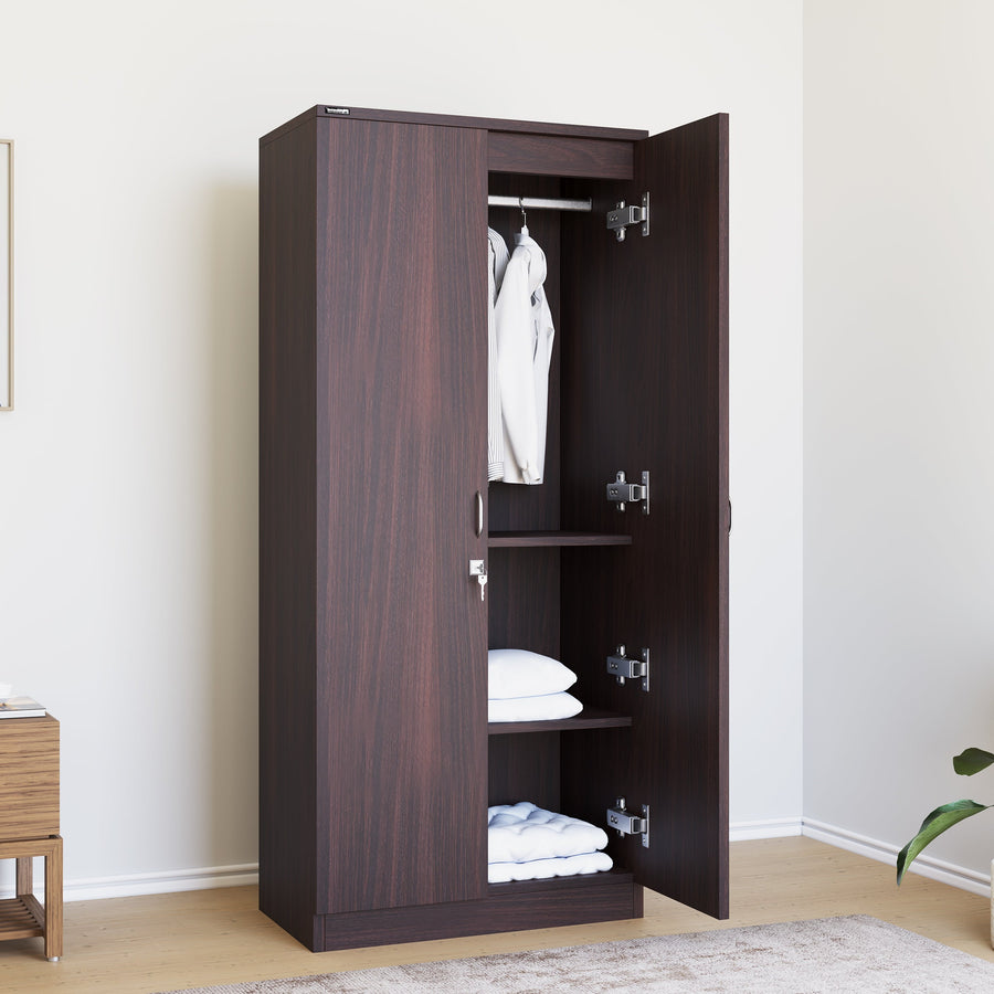 Nilkamal Crystal 2 Door Wardrobe (New Wenge & Natural Ebony)