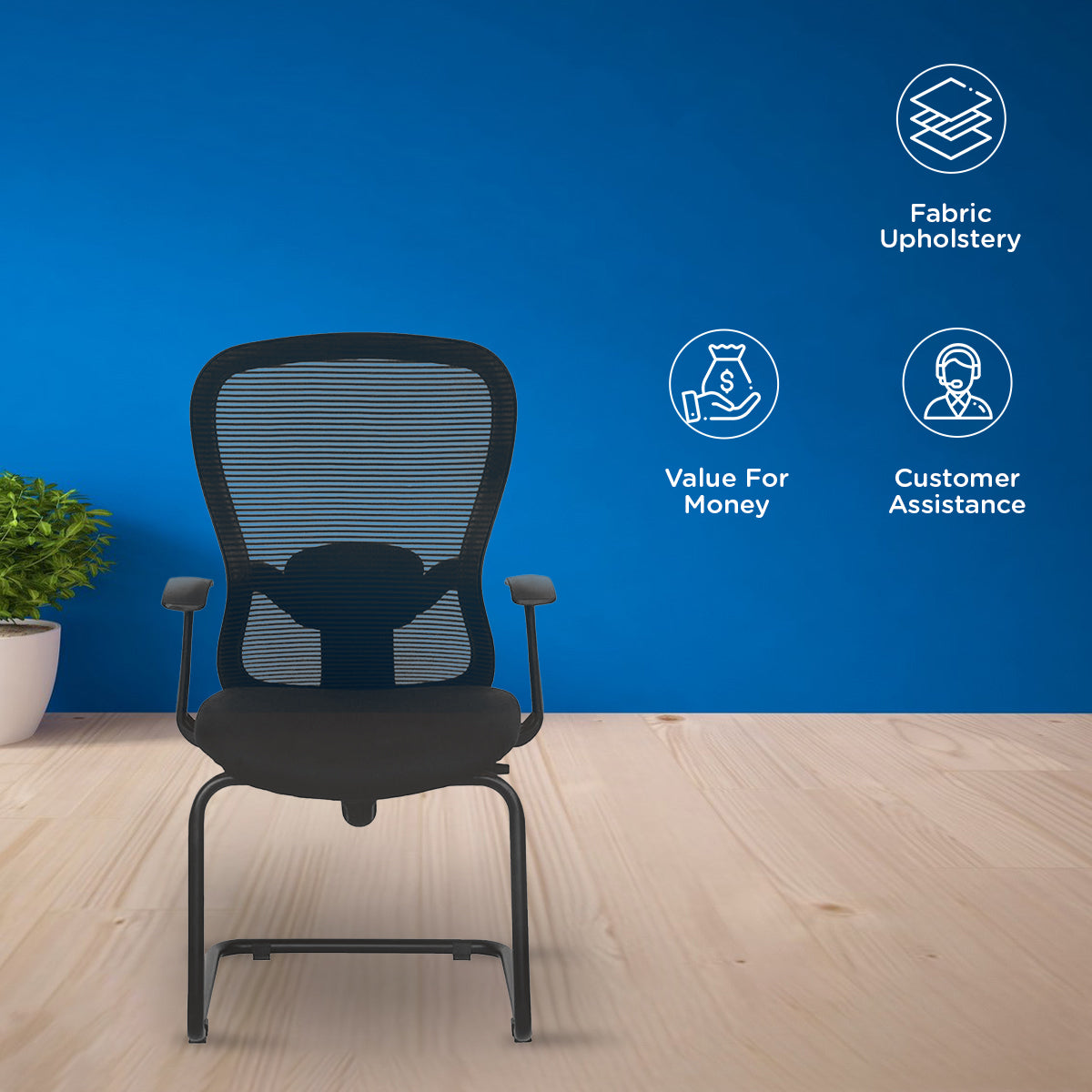 Nilkamal Alba Mid Back Visitor Chair (Black)