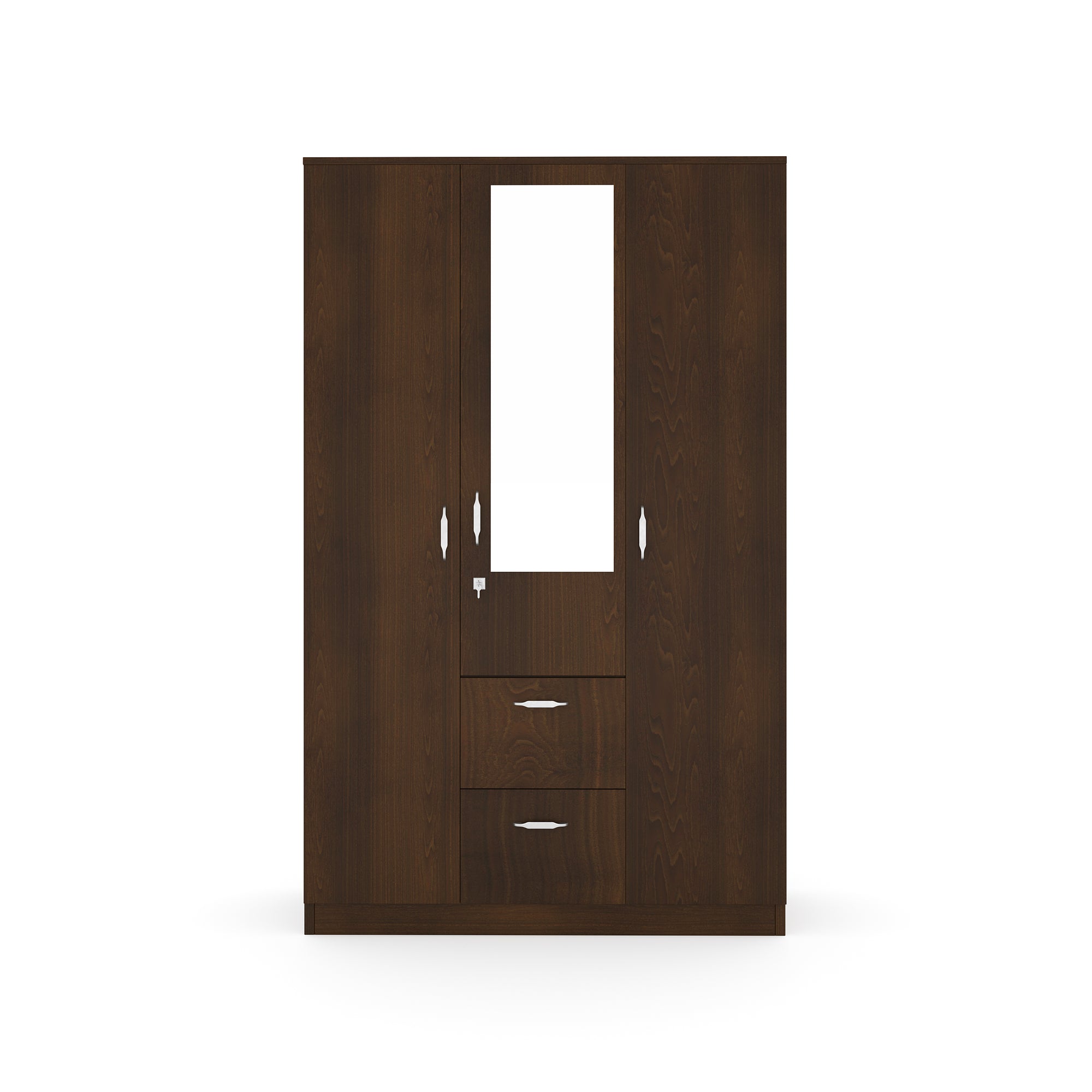 Nilkamal Mozart 3 Door Wardrobe with Mirror (Walnut)