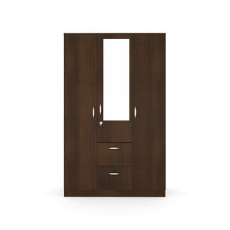 Nilkamal Mozart 3 Door Wardrobe with Mirror (Walnut)