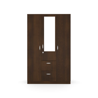 Nilkamal Mozart 3 Door Wardrobe with Mirror (Walnut)
