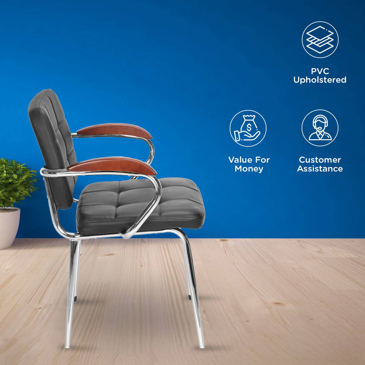 Nilkamal Chopper Visitor Chair (Black)