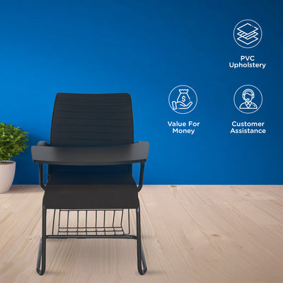 Nilkamal Thames Training Fabric Chair with Writing Shelf (Black)