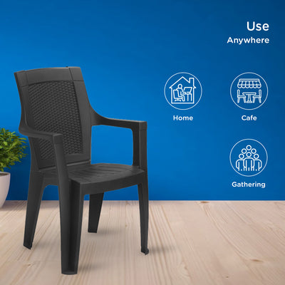 Nilkamal Mystique Plastic Arm Chair (Iron Black)