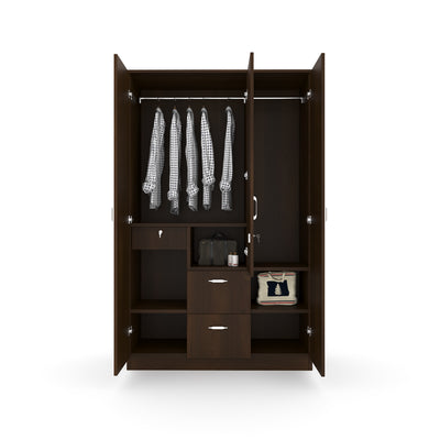 Nilkamal Mozart 3 Door Wardrobe with Mirror (Walnut)