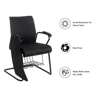 Nilkamal Thames Training Fabric Chair with Writing Shelf (Black)
