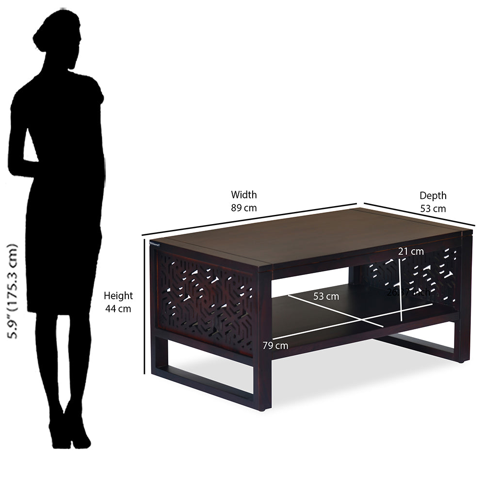 Nilkamal Zoolu Solid Wood Coffee Table (Mahogany)