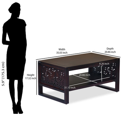 Nilkamal Zoolu Solid Wood Coffee Table (Mahogany)