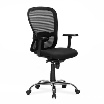 Nilkamal Alba Mid Back Mesh CTS Chrome Base Office Chair (Black)