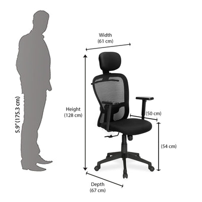Nilkamal Alba High Back CTS Chair (Black)