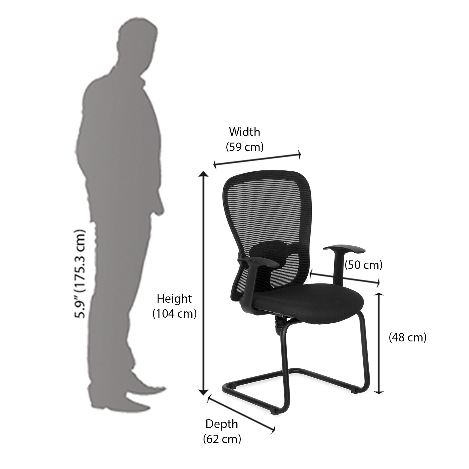 Nilkamal Alba Mid Back Visitor Chair (Black)