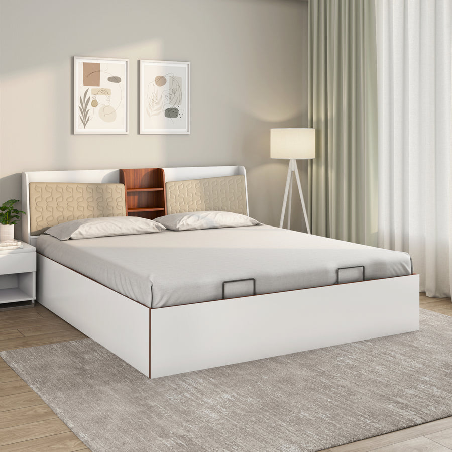 Nilkamal Alps Prime Bed With Semi Hydraulic Storage (White)