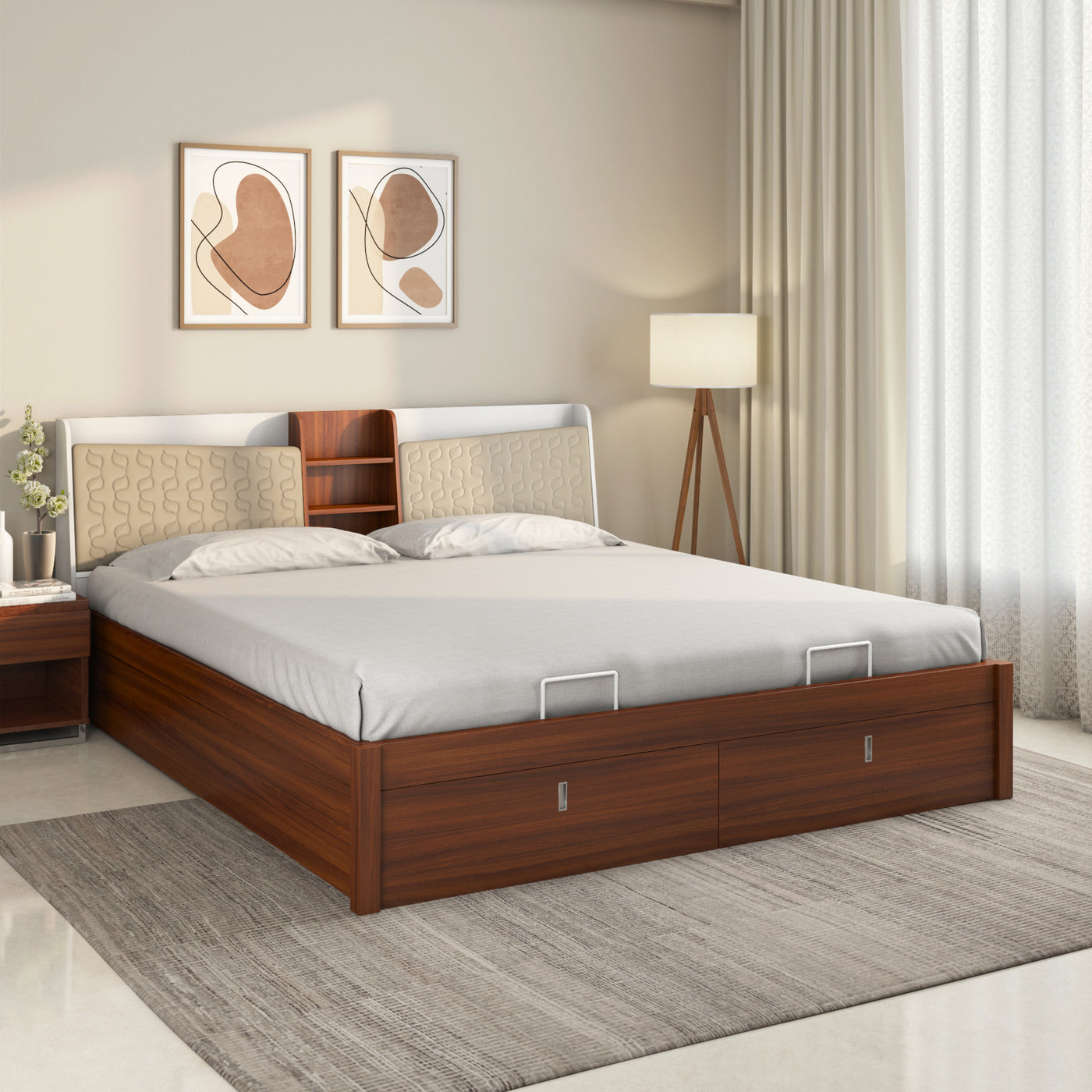 Nilkamal Alps Premier Bed With Hydraulic Storage (Walnut)