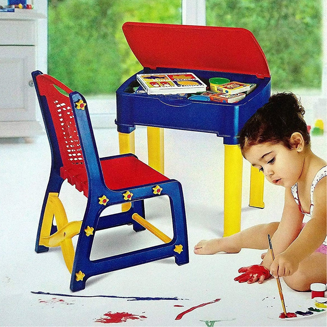 Buy Nilkamal Apple JR Study Desk (Pepsi Blue Bright Red Yellow)