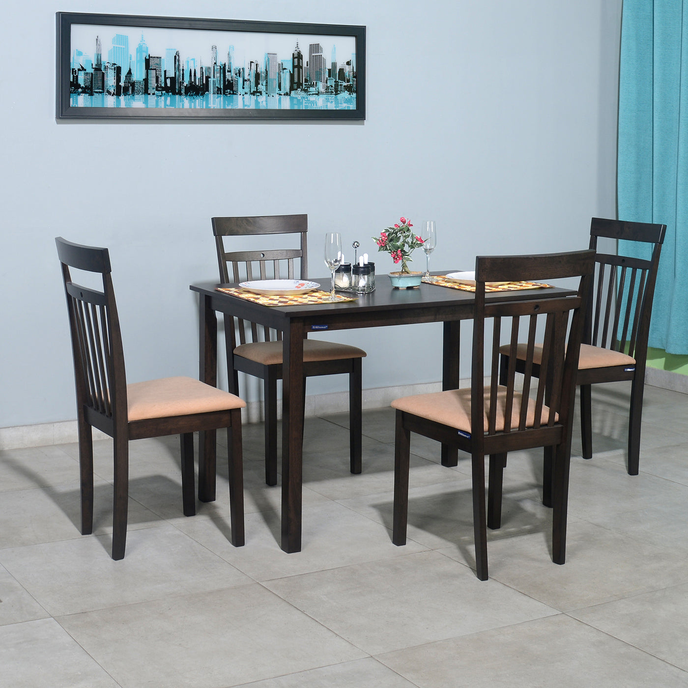 Nilkamal Argo 4 Seater Dining Set (Wenge)