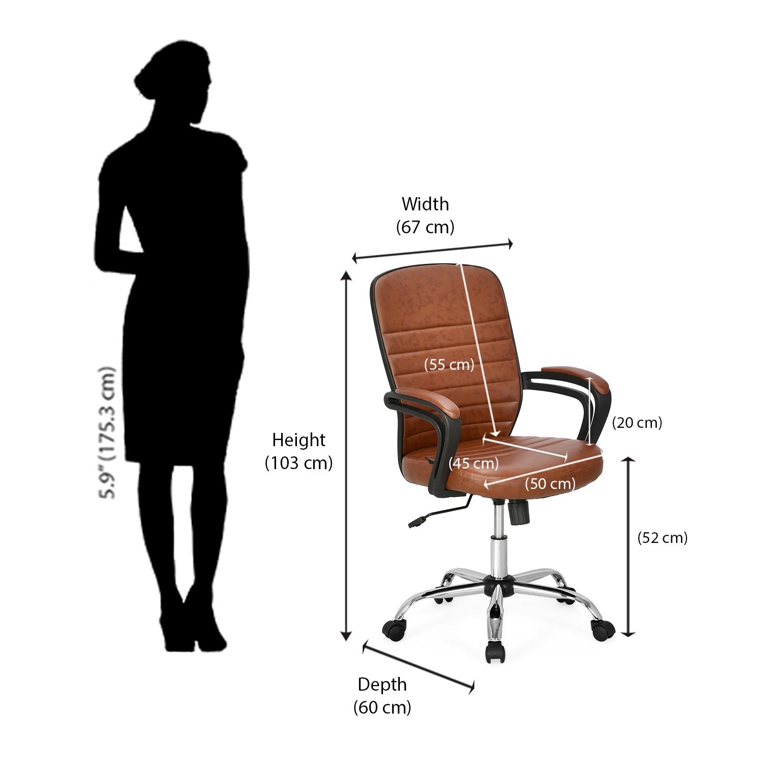 Nilkamal Aries Mid Back Office Chair (Brown)