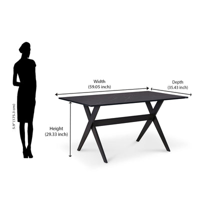 Nilkamal Aristo Solid Wood 6 Seater Dining Set (Walnut / Black)