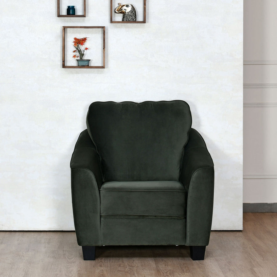Nilkamal Arkansas 1 Seater Fabric Sofa (Dark Olive)