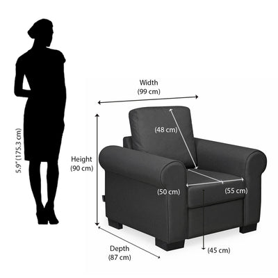 Nilkamal Array 1 Seater Bill Arm Sofa (Dark Grey)