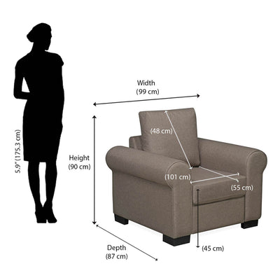 Nilkamal Array 1 Seater Bill Arm Sofa (Light Brown)