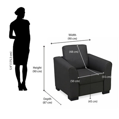 Nilkamal Array 1 Seater Mike Arm Sofa (Dark Grey)