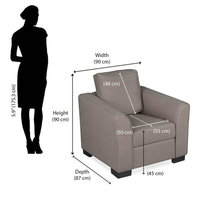 Nilkamal Array 1 Seater Mike Arm Sofa (Light Brown)