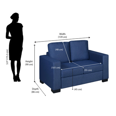 Nilkamal Array 2 Seater Ron Arm Sofa (Blue)
