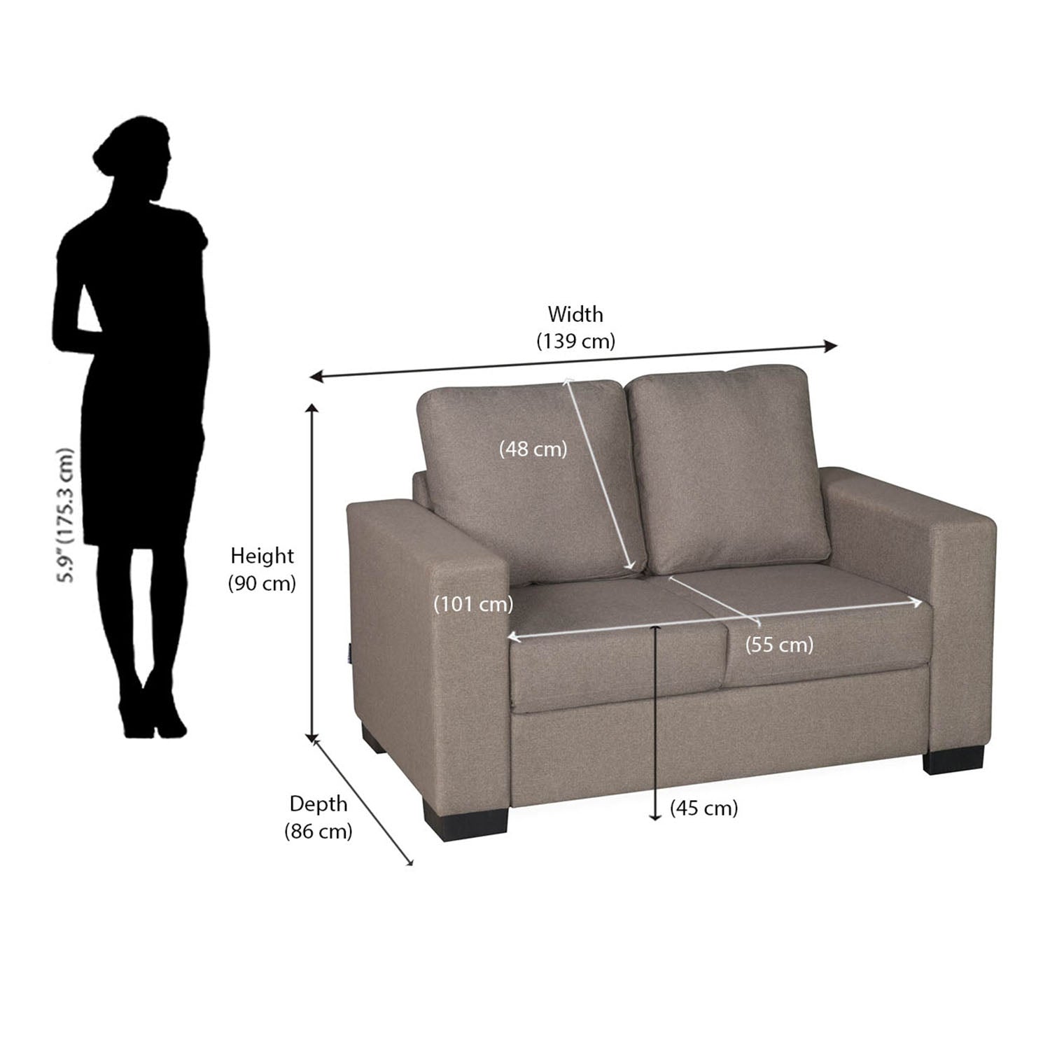 Nilkamal Array 2 Seater Ron Arm Sofa (Light Brown)