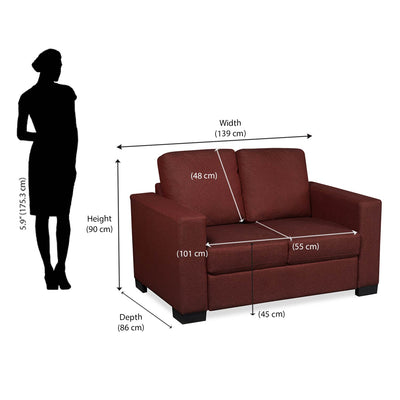 Nilkamal Array 2 Seater Ron Arm Sofa (Maroon)