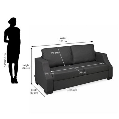 Nilkamal Array 3 Seater Rick Arm Sofa (Dark Grey)