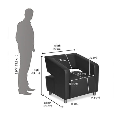 Nilkamal Arrow Leatherette 1 Seater Sofa (Black)