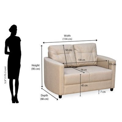 Nilkamal Astonic 2 Seater Fabric Sofa (Beige)