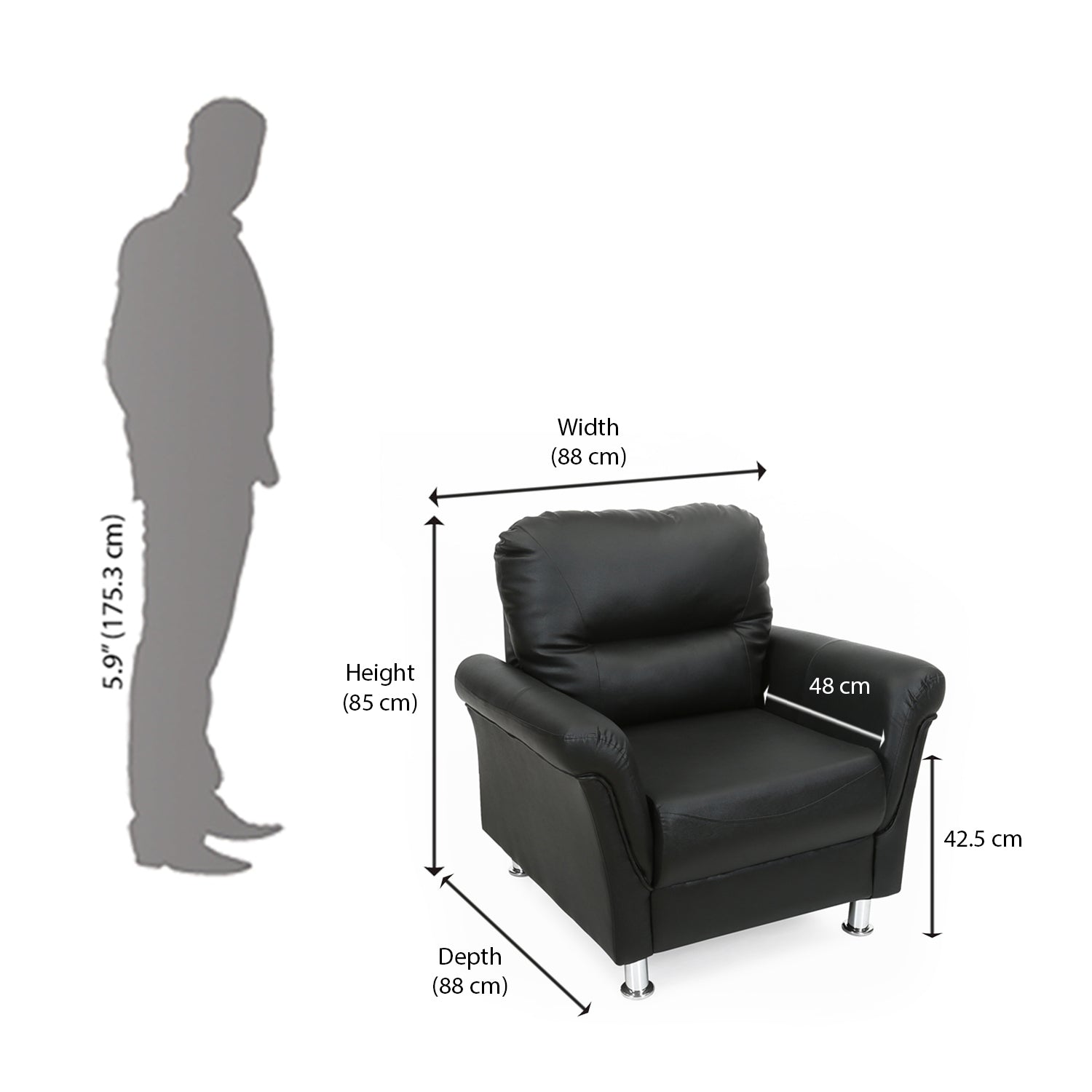 Nilkamal Aurich 1 Seater Sofa (Black)