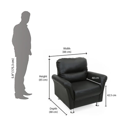 Nilkamal Aurich 1 Seater Sofa (Black)