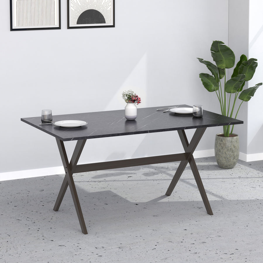 Nilkamal Aristo Engineered Wood 6 Seater Dining Table (Dark Walnut)