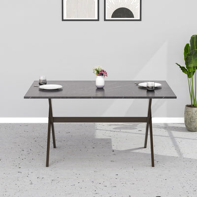 Nilkamal Aristo Engineered Wood 6 Seater Dining Table (Dark Walnut)