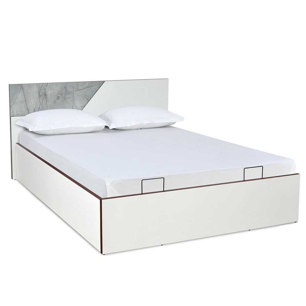 Nilkamal Asta Prime Bed With Semi Hydraulic Storage (White)