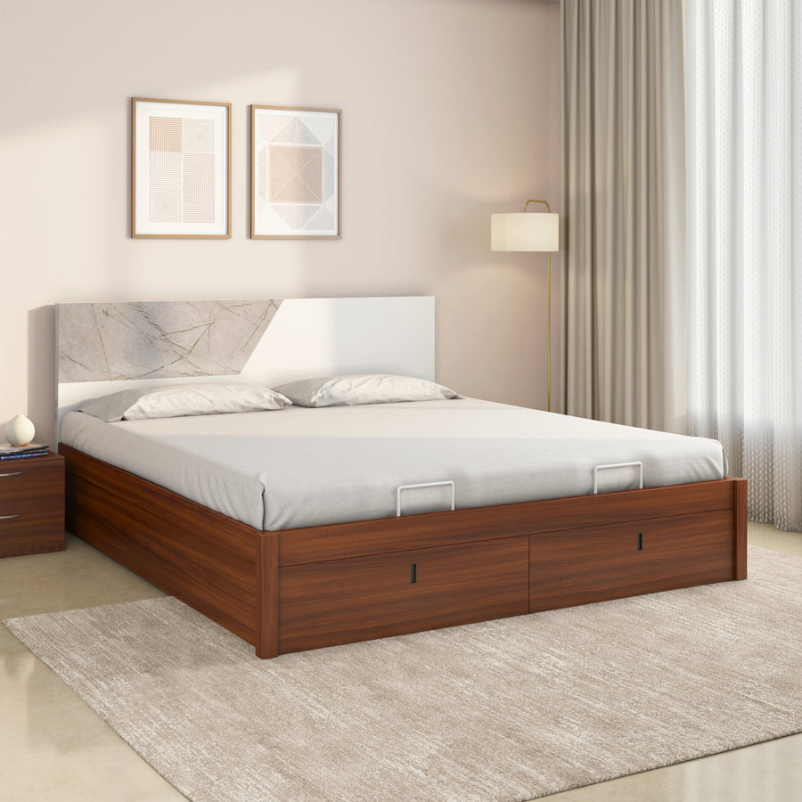 Nilkamal Asta Premier Bed With Full Hydraulic Storage (Walnut)