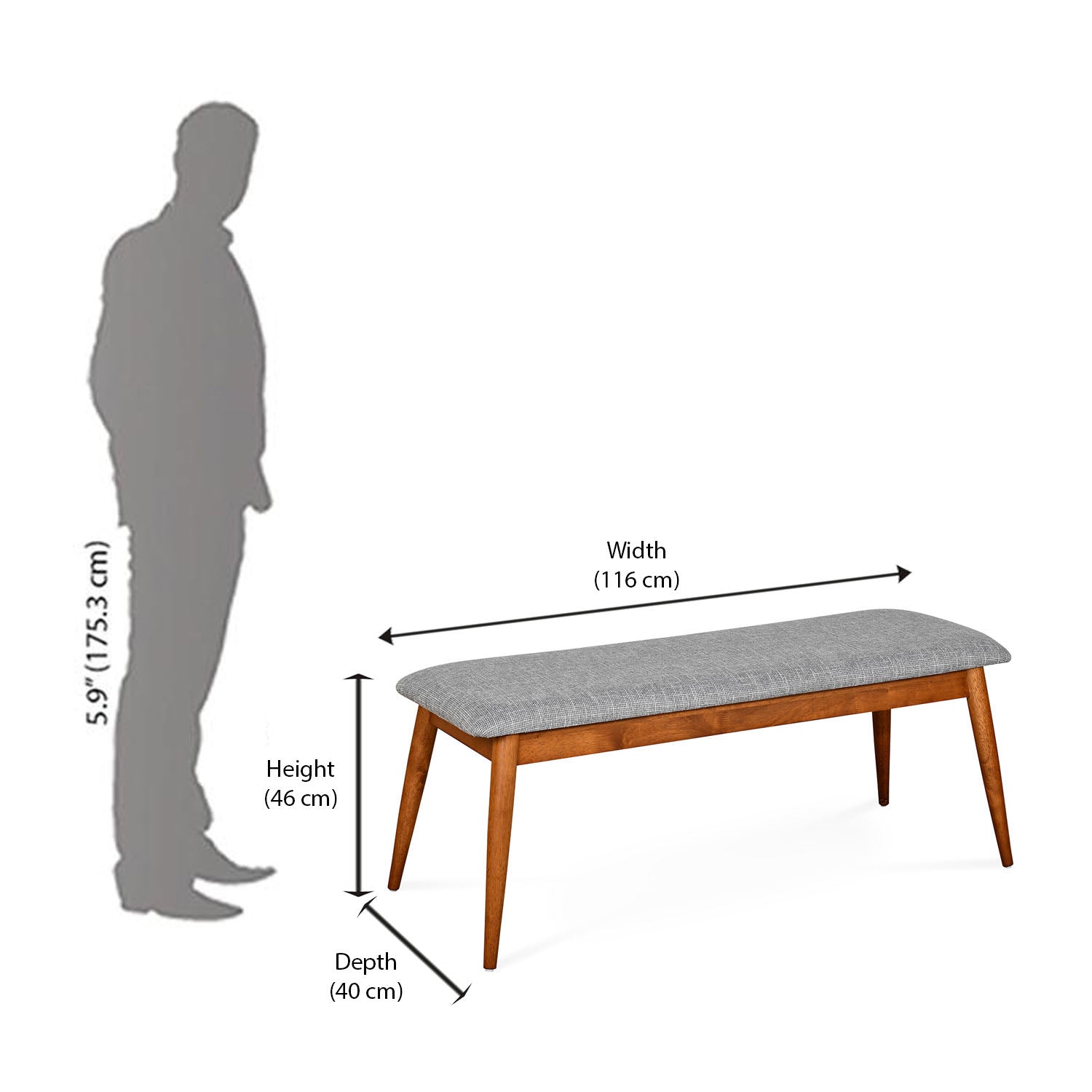 Nilkamal Bento Multi Use Medium Sitting Bench for Living Room | Dining Room (Walnut)