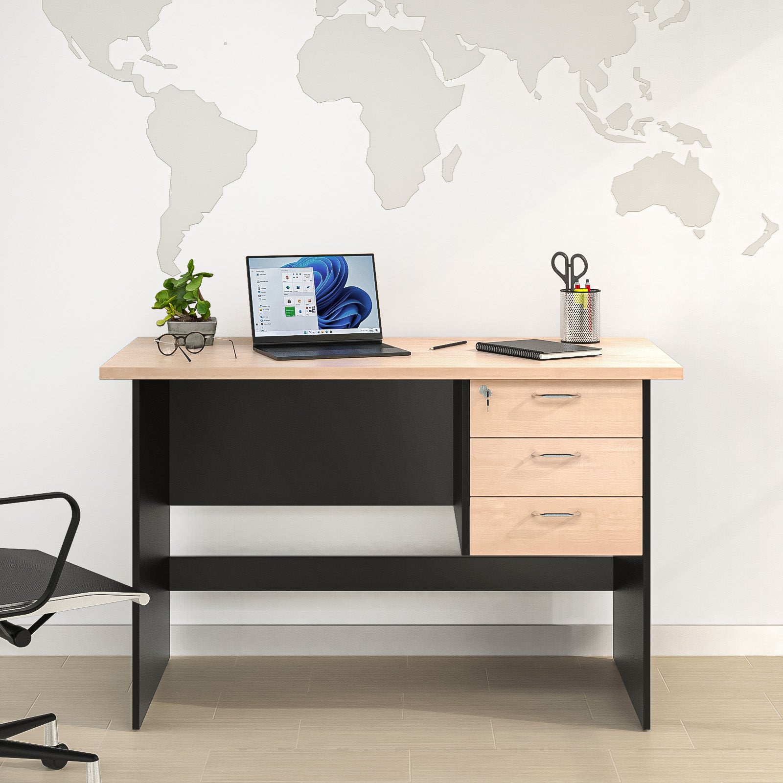 Buy Nilkamal Brilliant Linear Work Station Maple Black Online
