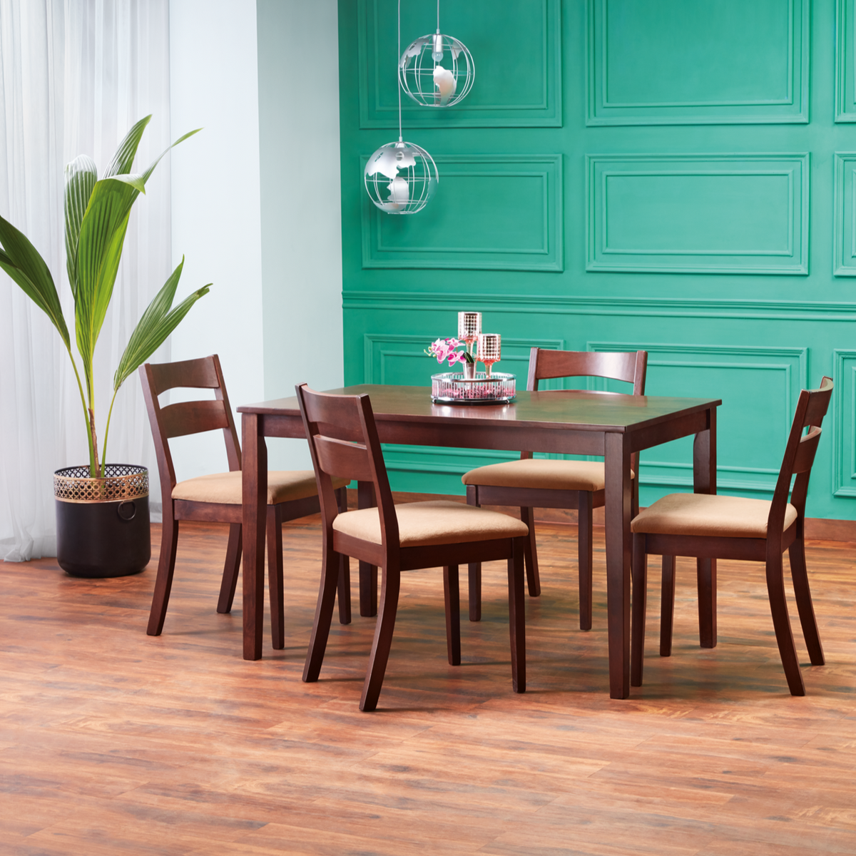 Nilkamal Bahamas 4 Seater Dining Table Set (Expresso) Nilkamal Furniture