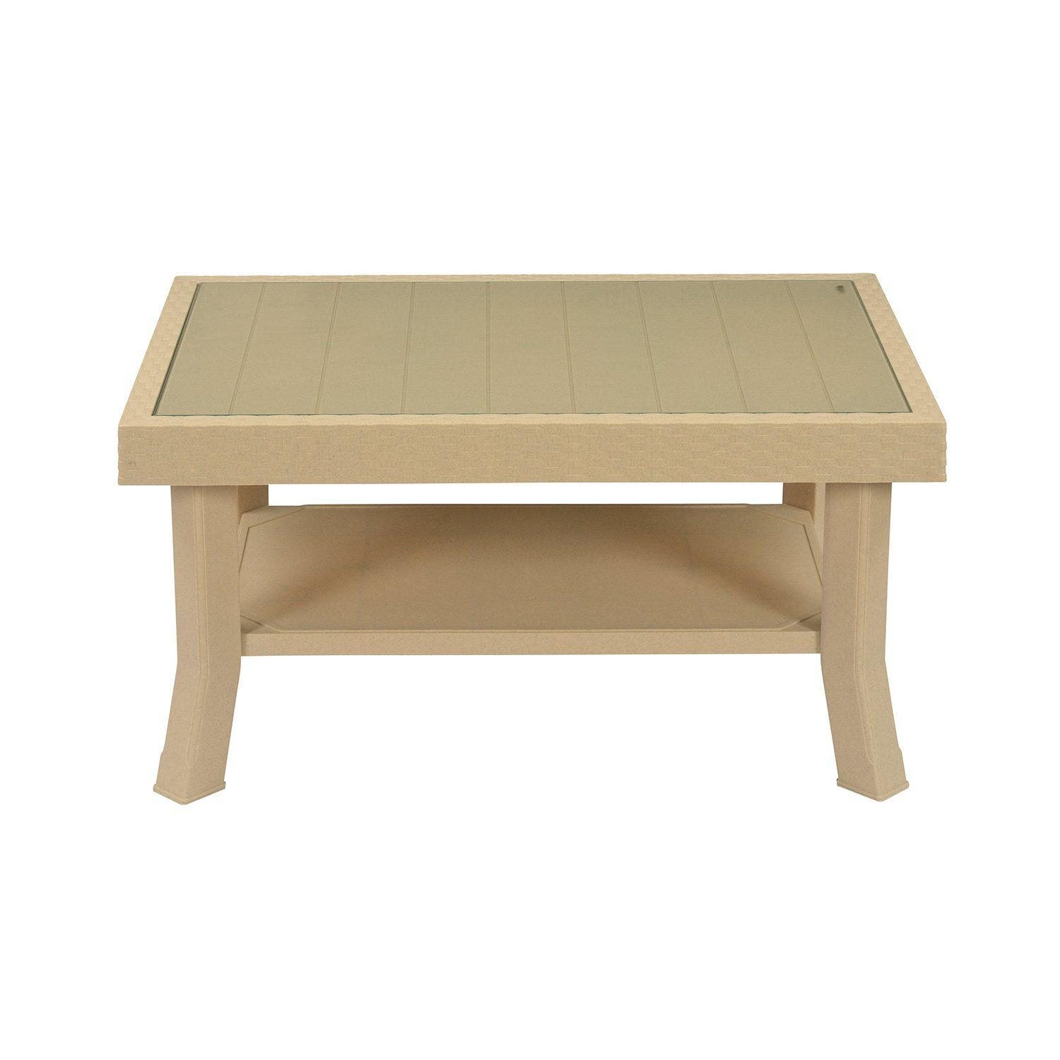 Nilkamal Center Table 1 Cane & Glass