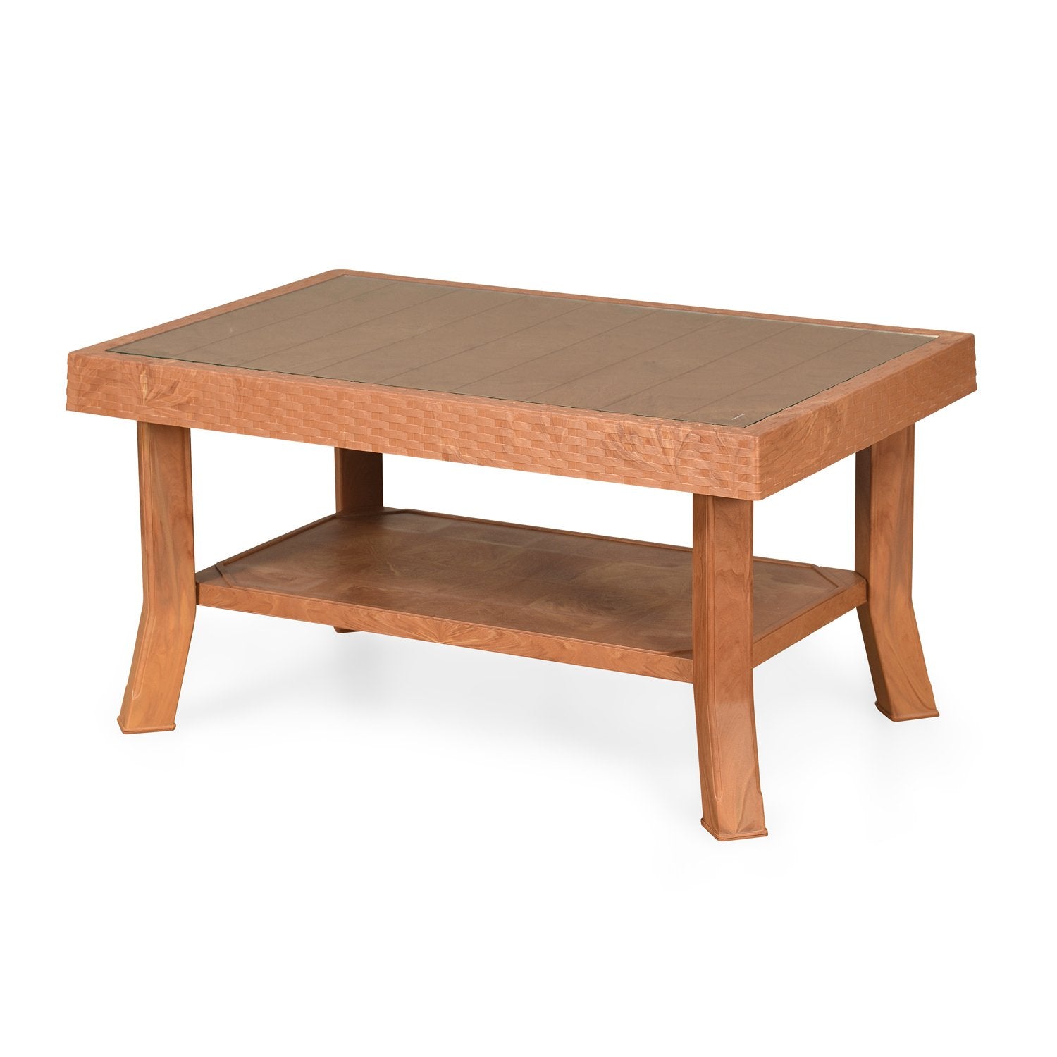 Nilkamal Center Table 1 Cane & Glass