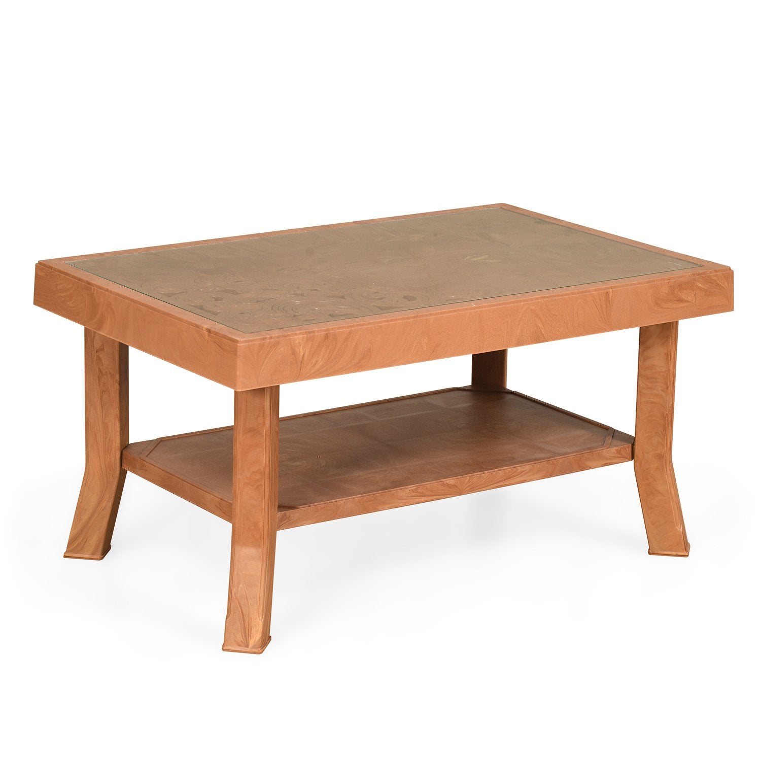 Nilkamal Center Table 2 Carv & Glass (Pear Wood)