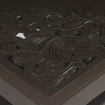 Nilkamal Center Table 2 Carv & Glass (Weather Brown)