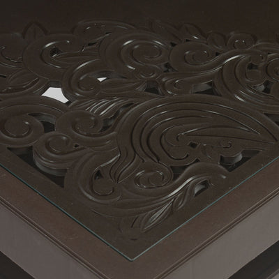 Nilkamal Center Table 2 Carv & Glass (Weather Brown)