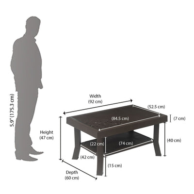 Nilkamal Center Table 2 Carv & Glass (Weather Brown)