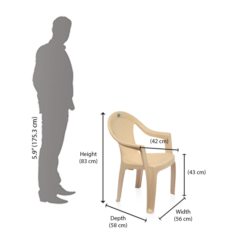 Nilkamal CHR2051 Plastic Arm Chair Marble Beige Nilkamal Furniture